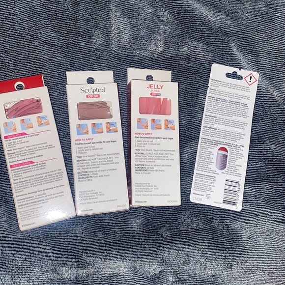 Bundle of 3 Glue On Artificial Coffin Shaped Nails and Nail Glue Pink and Mauve - Picture 7 of 10